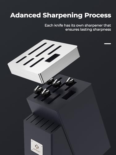 AMEGAT 14-Piece Knife Set with Self-Sharpening Technology
