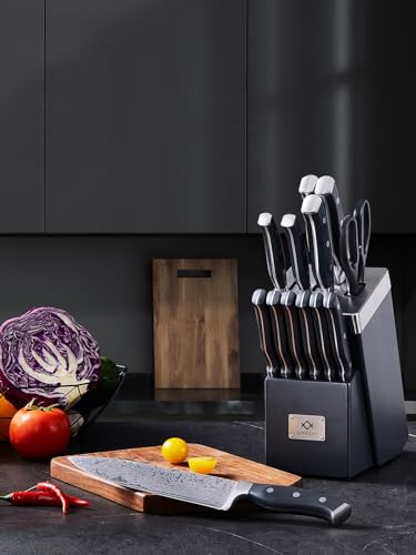 AMEGAT 14-Piece Knife Set with Self-Sharpening Technology