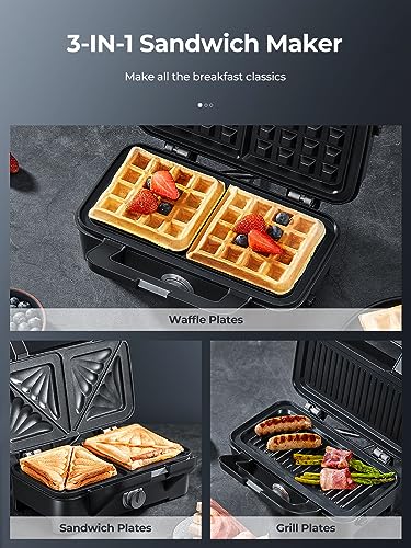 3-in-1 Sandwich, Waffle, and Panini Press Maker