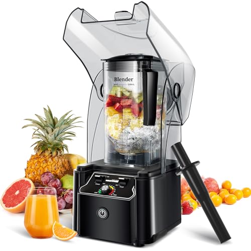 Professional Commercial Blender with Sound Enclosure, 2200W, Black