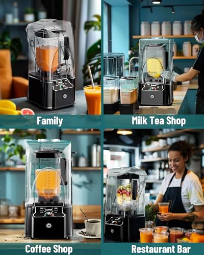 Professional Commercial Blender with Sound Enclosure, 2200W, Black
