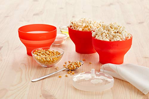 Set of 2 Lékué Mini Microwave Popcorn Makers, Red