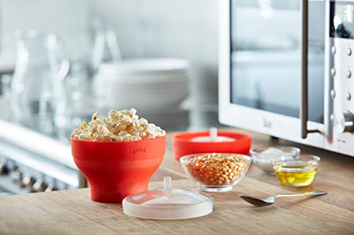 Set of 2 Lékué Mini Microwave Popcorn Makers, Red