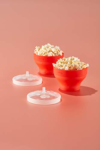 Set of 2 Lékué Mini Microwave Popcorn Makers, Red