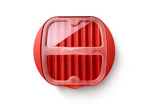 Lekue Red Bacon Maker/Cooker with Lid - Compact