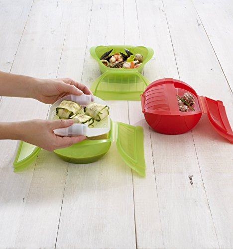 Lekue Red Steam Case with Tray for Small Meals