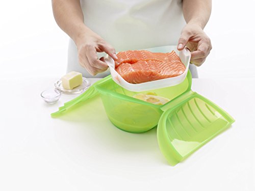 Green Lekue Deep Steam Case with Tray for 3-4