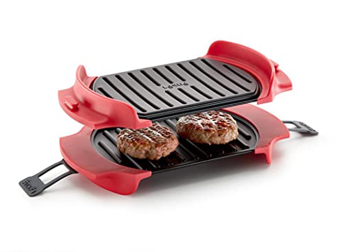 Lekue 3-in-1 Microwave Grill, Panini Press - Red