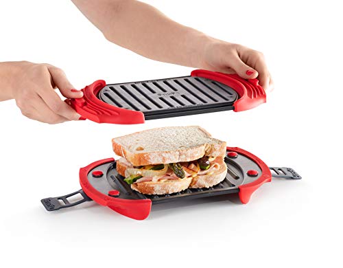 Lekue 3-in-1 Microwave Grill, Panini Press - Red