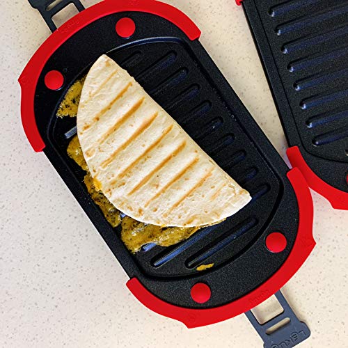 Lekue 3-in-1 Microwave Grill, Panini Press - Red