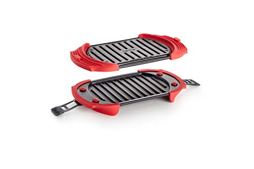 Lekue 3-in-1 Microwave Grill, Panini Press - Red
