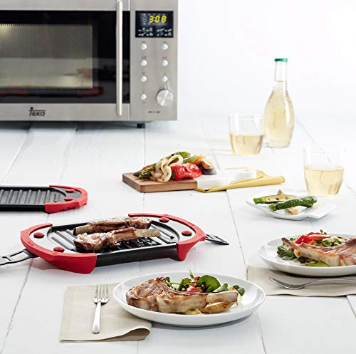 Lekue 3-in-1 Microwave Grill, Panini Press - Red
