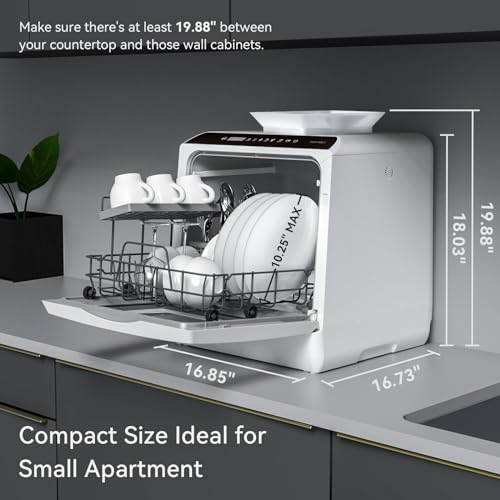 Hermitlux Portable Countertop Dishwasher with 5 Washing Programs