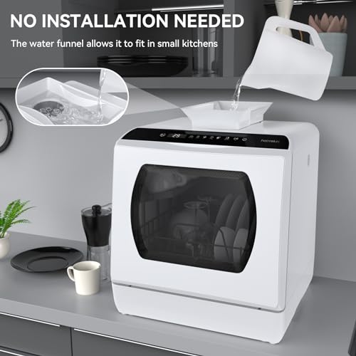 Hermitlux Portable Countertop Dishwasher with 5 Washing Programs