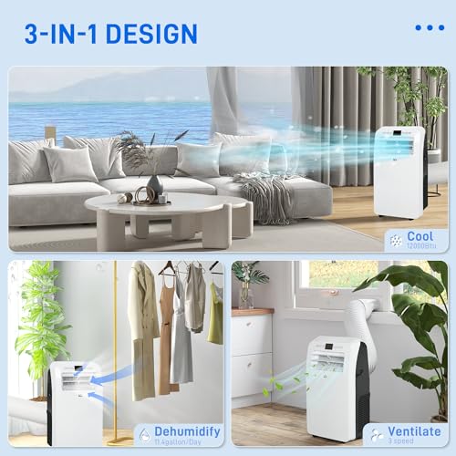 HOMCOM 12000 BTU Portable Air Conditioner, 3-in-1 AC