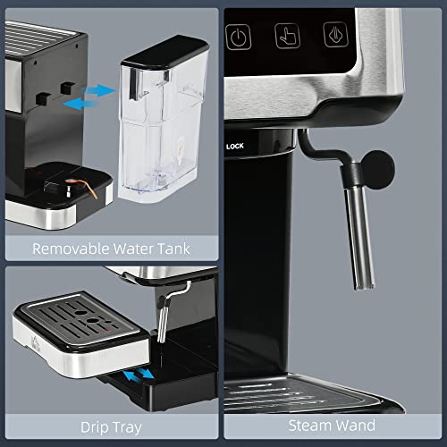 HOMCOM 15-Bar Espresso Machine with Milk Frother