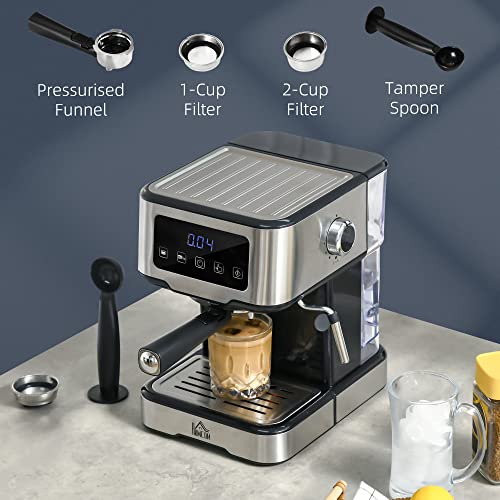 HOMCOM 15-Bar Espresso Machine with Milk Frother