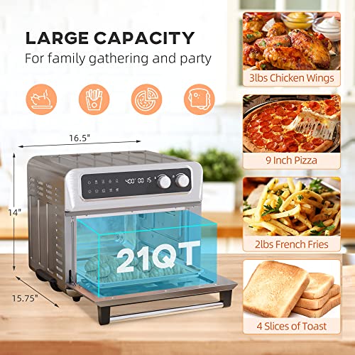 HOMCOM 8-in-1 Air Fryer Toaster Oven, 21QT
