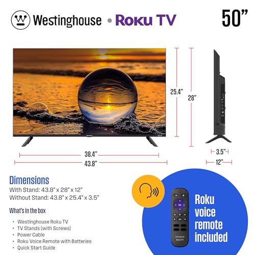 Westinghouse Edgeless QLED Roku 50" Smart 4K UHD TV