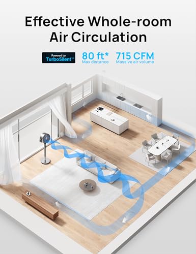 Omni-Directional Oscillating Pedestal Fan for Bedroom, Remote Control