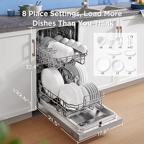 Midea Built-in Dishwasher: 8 Place Settings, 6 Programs