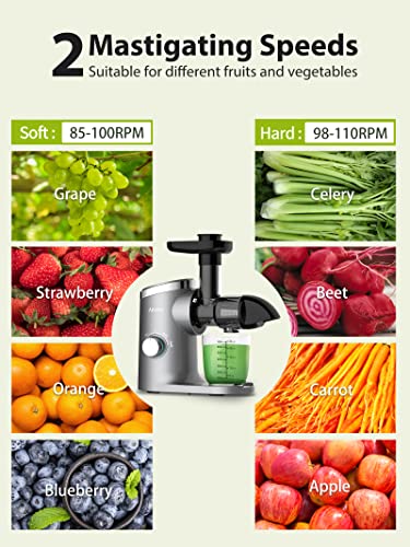 AEITTO 150W Masticating Juicer with Wide Chute