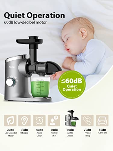 AEITTO 150W Masticating Juicer with Wide Chute