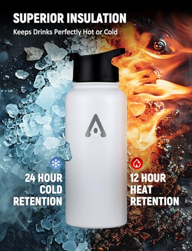 BELANKO 32 Oz Stainless Steel Water Bottle with Straw