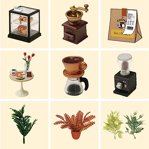 Miniature Coffee Shop Dollhouse Kit with LED Lights