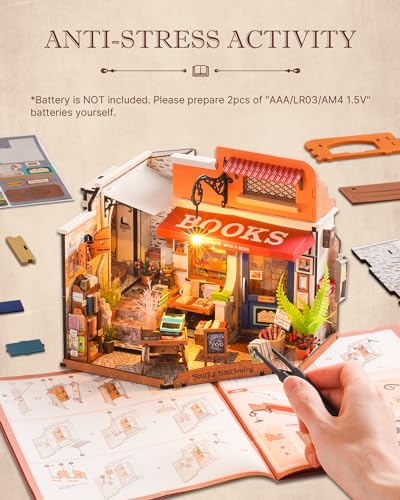 Miniature Bookstore DIY Kit with LED Lights