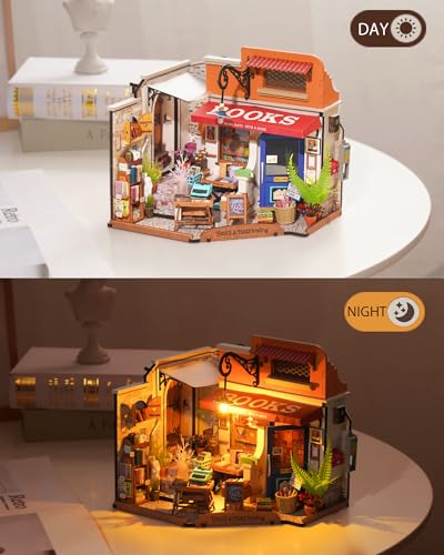 Miniature Bookstore DIY Kit with LED Lights