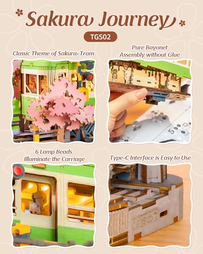 Rolife Sakura Journey Tram 3D Wooden Puzzle
