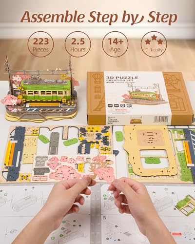Rolife Sakura Journey Tram 3D Wooden Puzzle