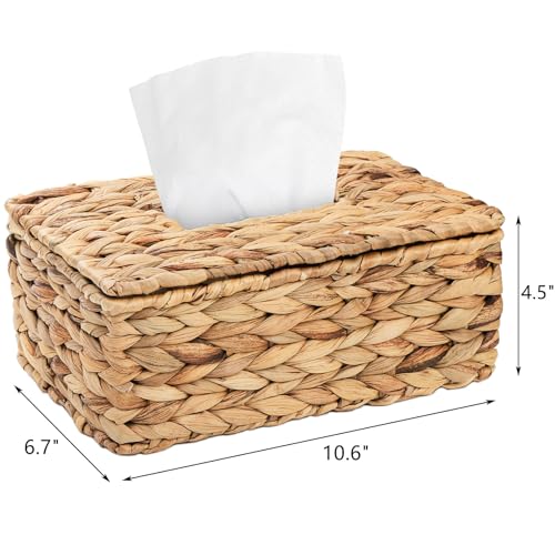 Boho Woven Tissue Box Holder with Flip-Open Top