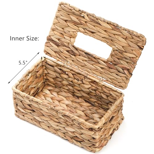 Boho Woven Tissue Box Holder with Flip-Open Top