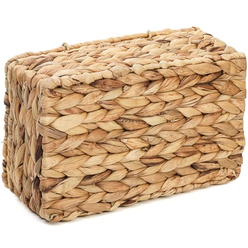 Boho Woven Tissue Box Holder with Flip-Open Top