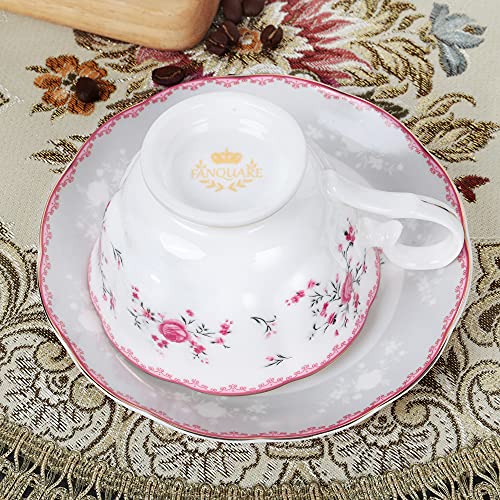 Pink Rose Tea Cup and Saucer Set – 6 pcs