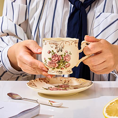Vintage Floral Tea Cups and Saucers Set of 2