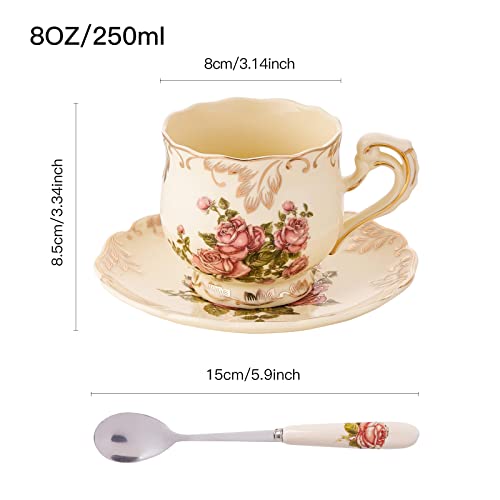 Vintage Floral Tea Cups and Saucers Set of 2