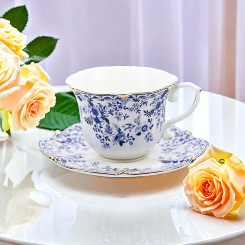TATSUMI Vintage Bone China Tea Cup Set