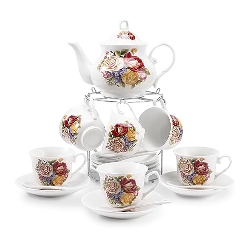Vintage 20-Piece Floral Tea Set for Parties