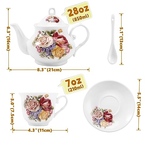 Vintage 20-Piece Floral Tea Set for Parties