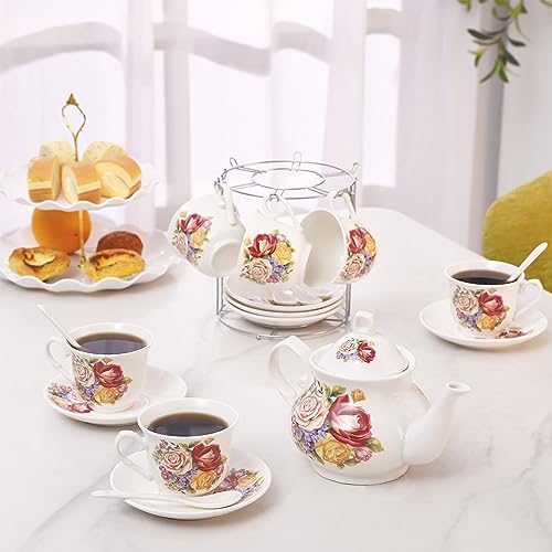 Vintage 20-Piece Floral Tea Set for Parties