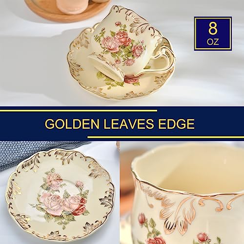 YOLIFE Floral Porcelain Tea Cups Set of 2