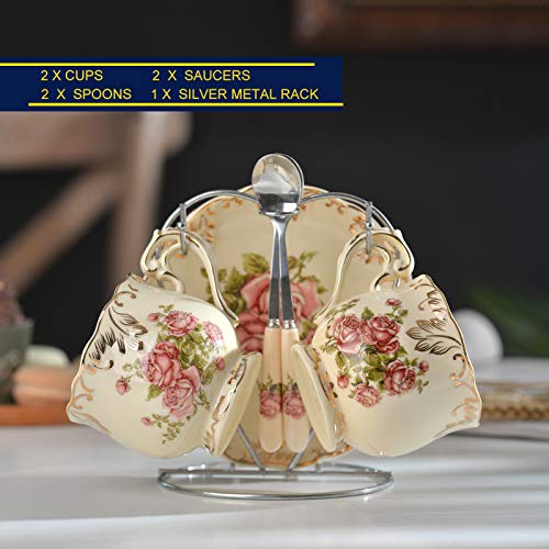 YOLIFE Floral Porcelain Tea Cups Set of 2