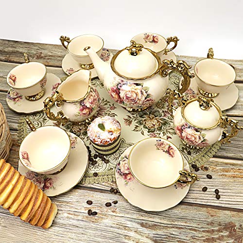 15-Piece Floral Vintage Porcelain Tea Set