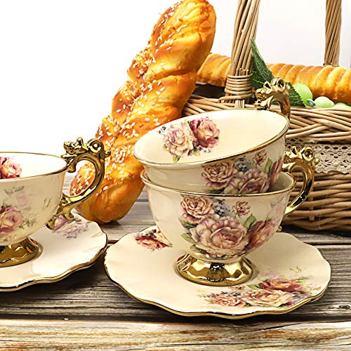 15-Piece Floral Vintage Porcelain Tea Set