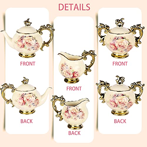 15-Piece Floral Vintage Porcelain Tea Set