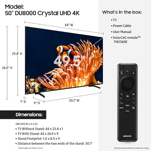 SAMSUNG 50-Inch 4K Crystal UHD Smart TV