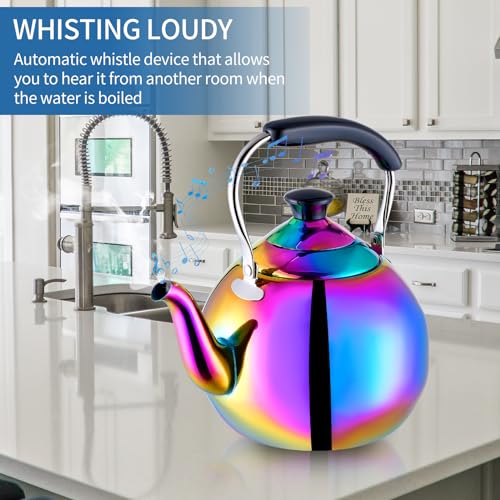 Moxinox 2.1 Quart Colorful Whistling Tea Kettle